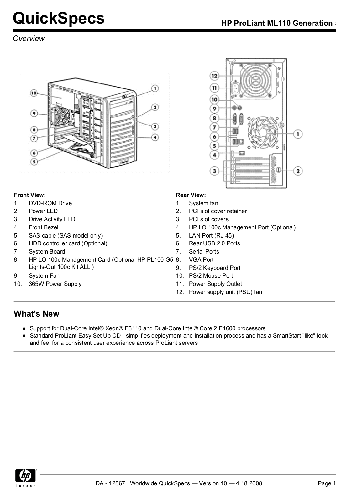 HP ML110 User Manual