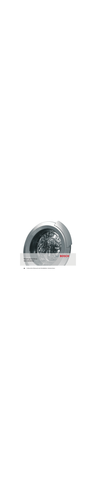 Bosch WAY32540AU Installation and Operating Instructions