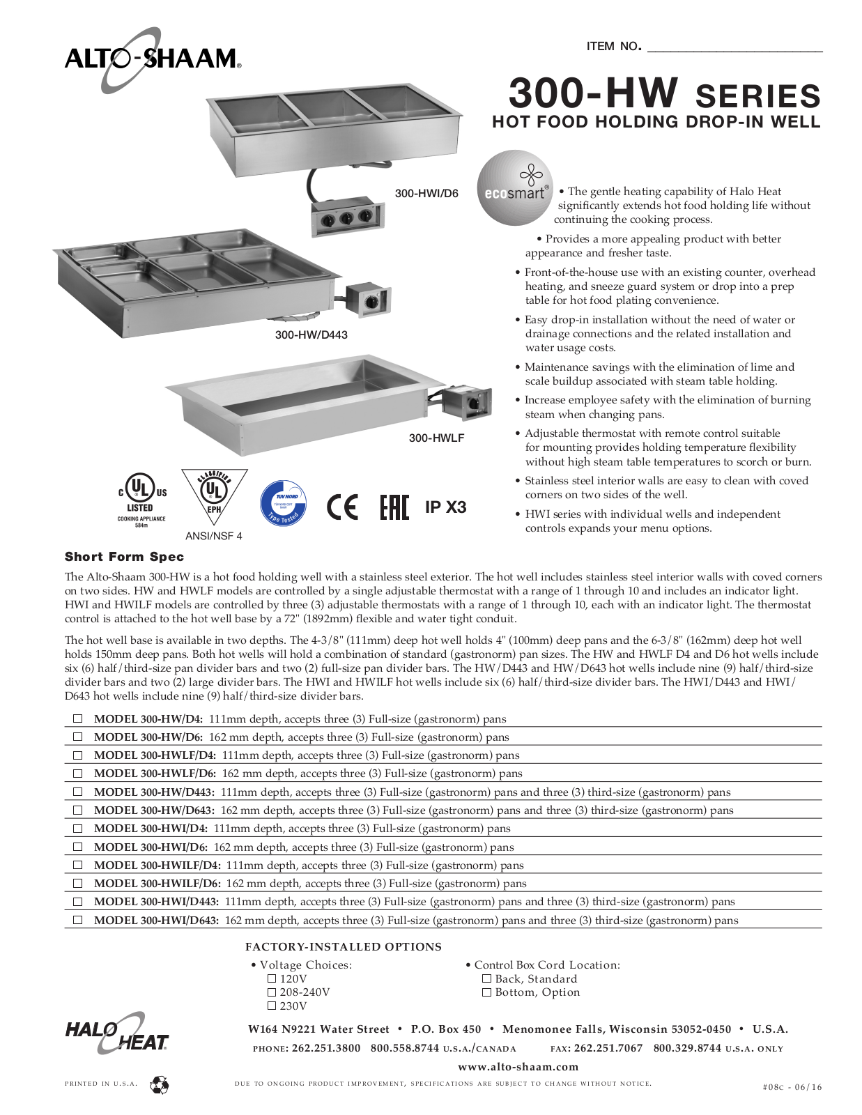 Alto Shaam 300-HW-D4 User Manual