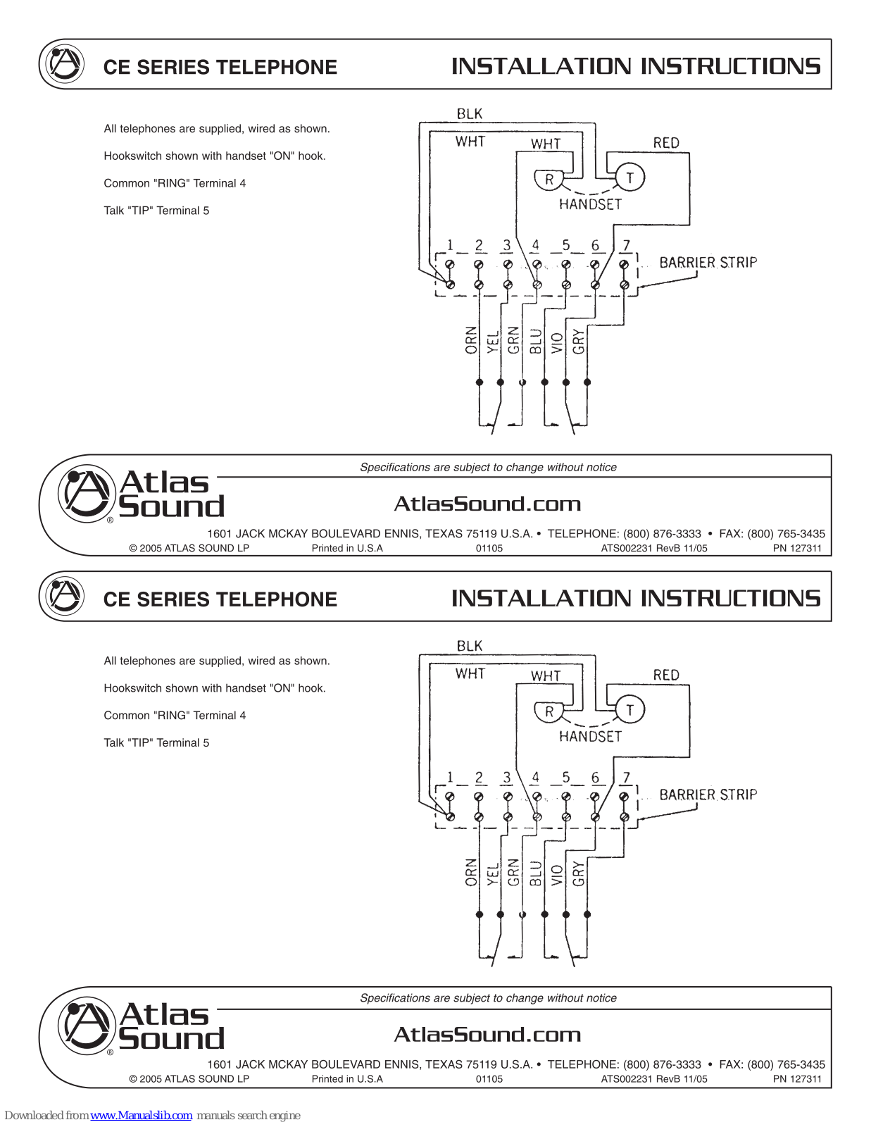 Atlas CE Installation Instructions Manual