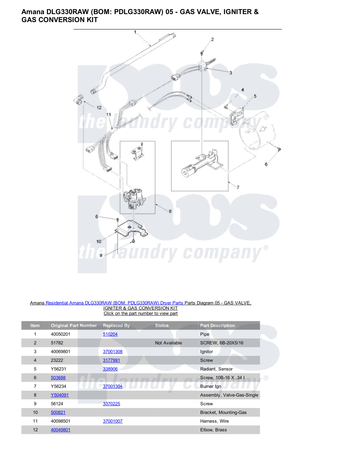 Amana DLG330RAW Parts Diagram