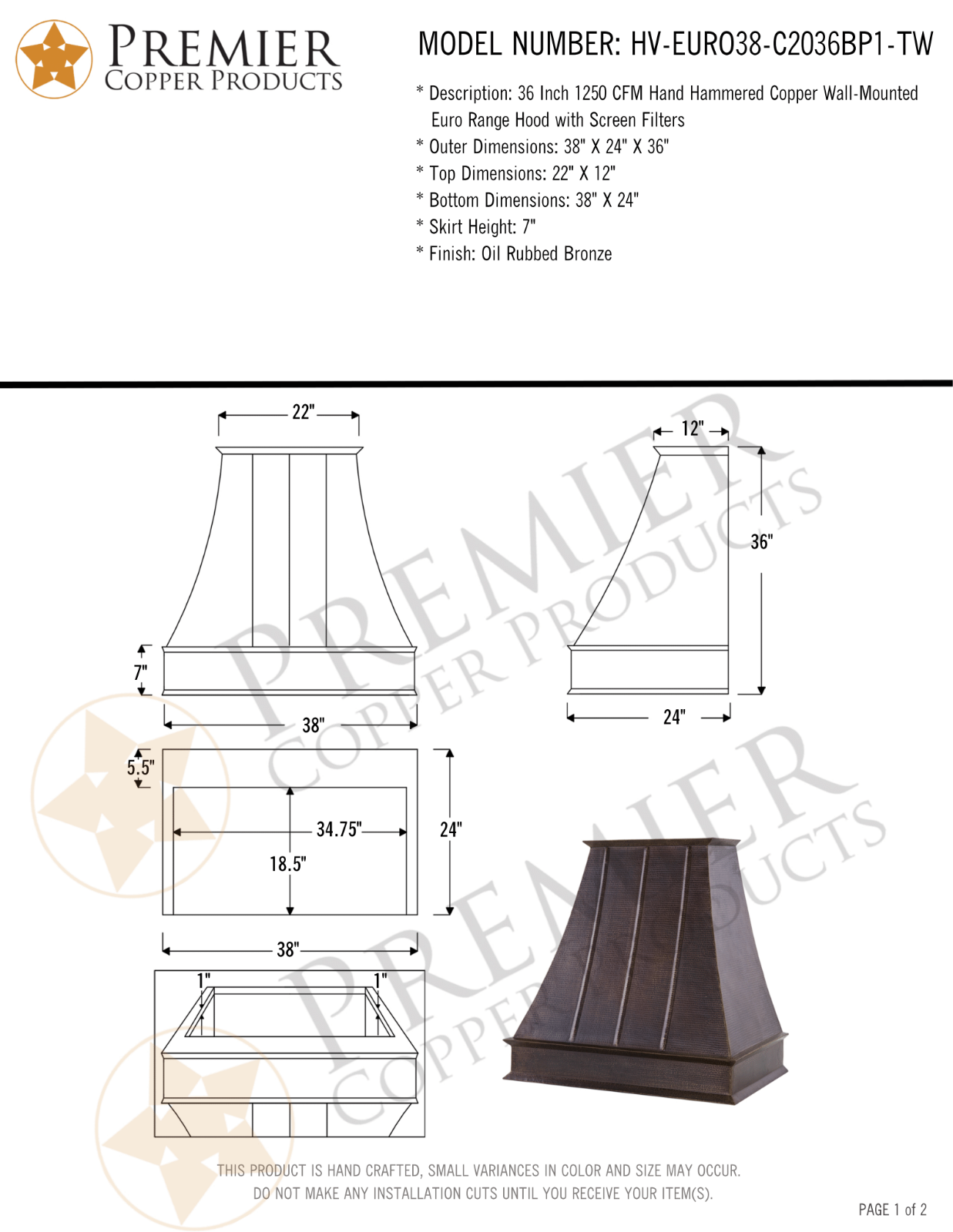 Premier Copper Products IER1480 Specifications - ManualMachine.com