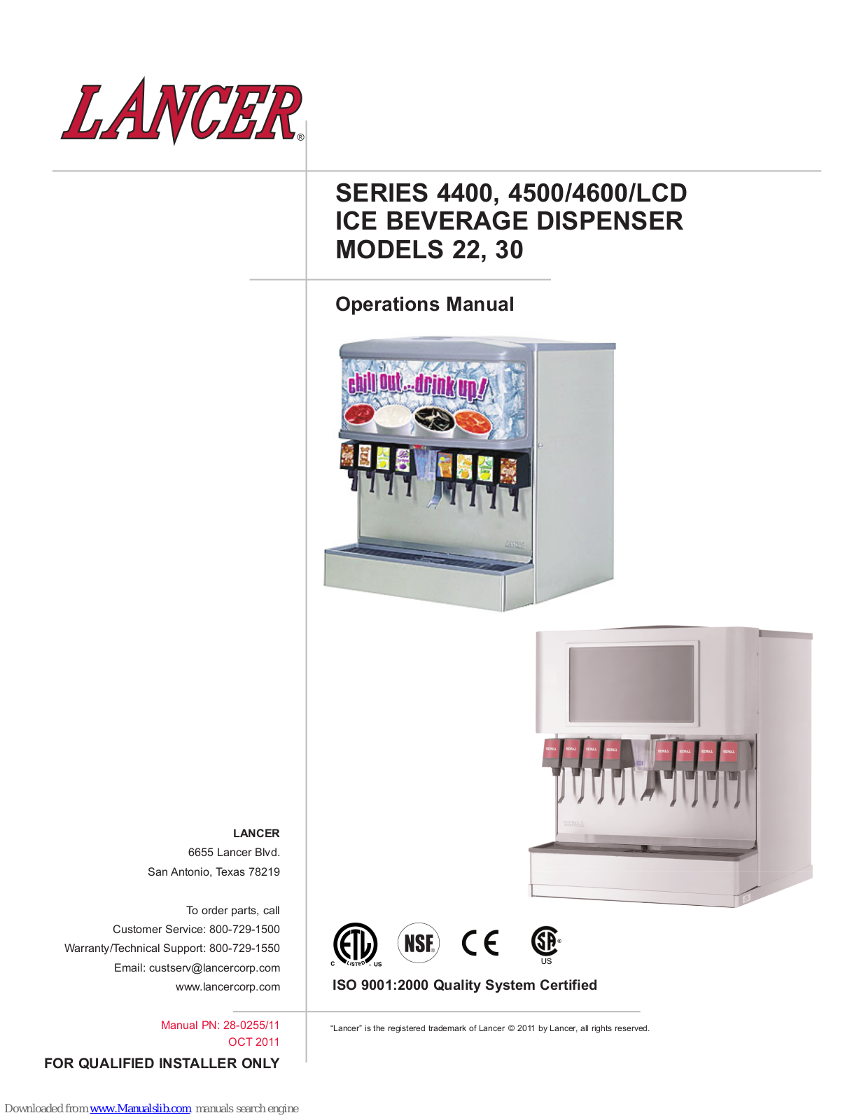 lancer 4400 Series, LCD Series, 22, 30, 4500 Series Operation Manual