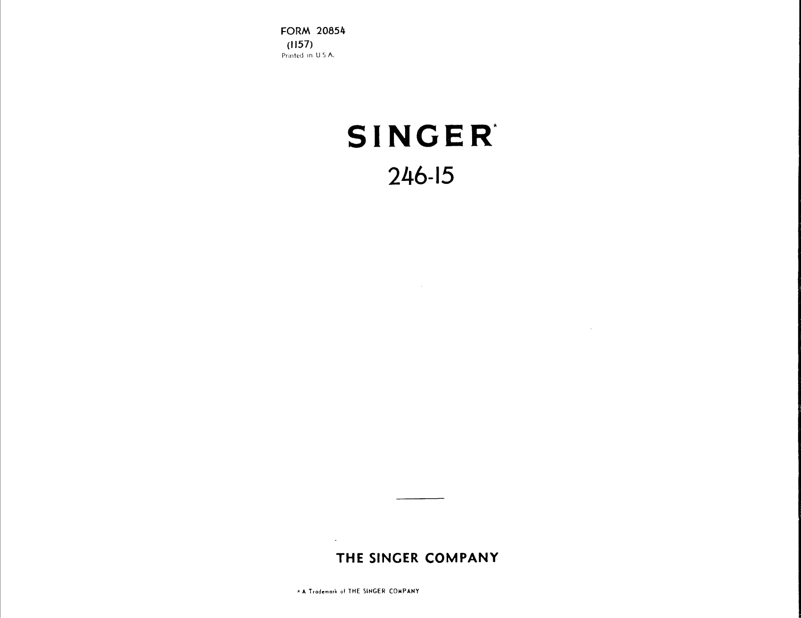 SINGER 246-15 Parts List