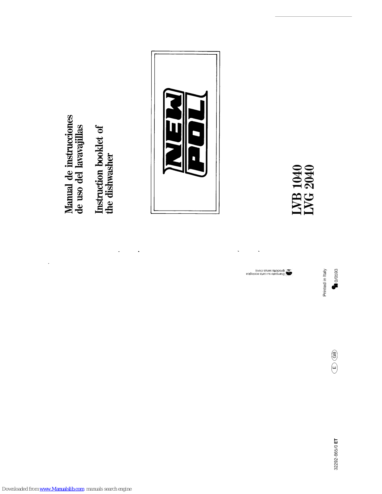 NEW POL LVB 1040, LVG 2040 Instruction Booklet