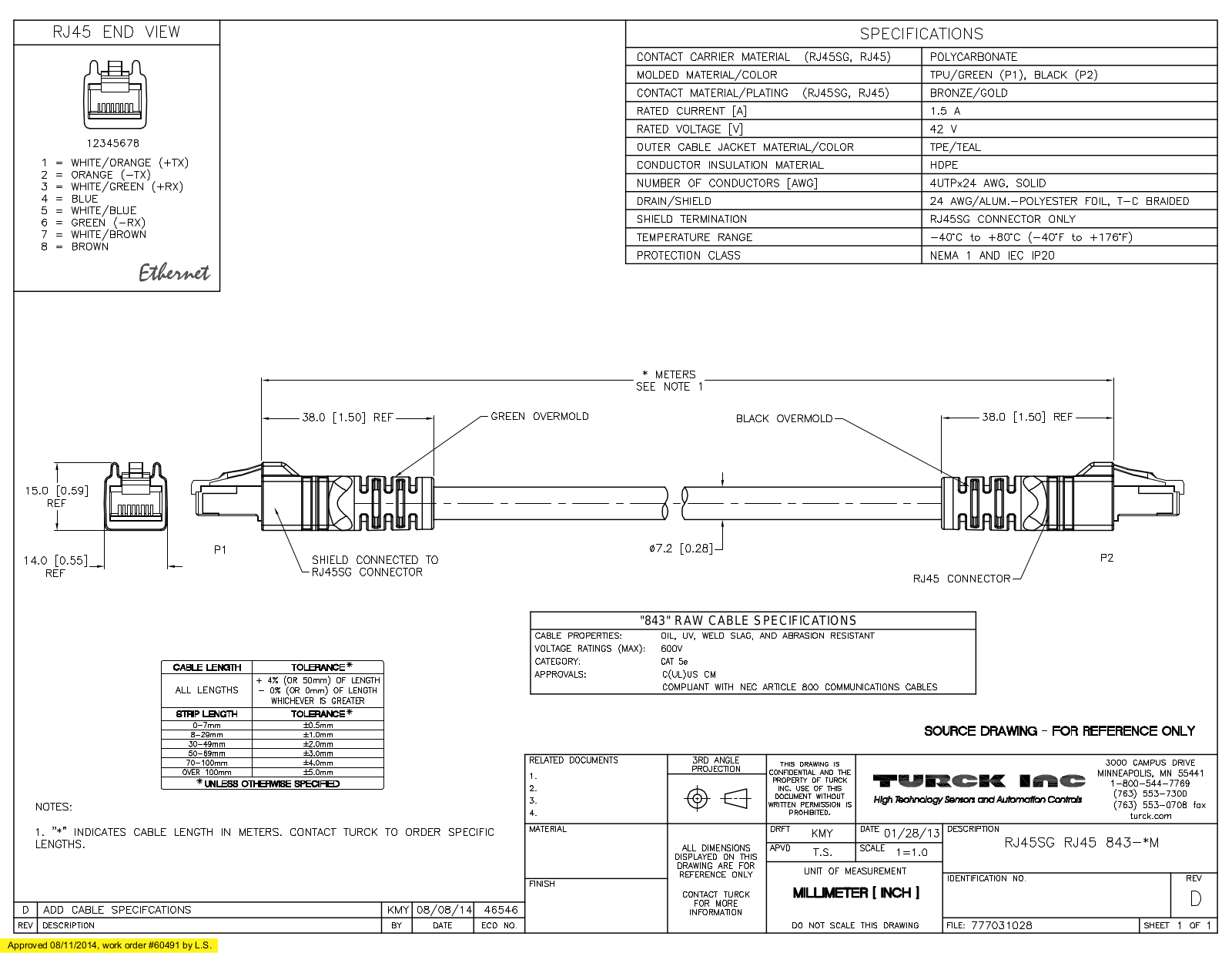 Turck RJ45SGRJ45843-0.5M Data Sheet