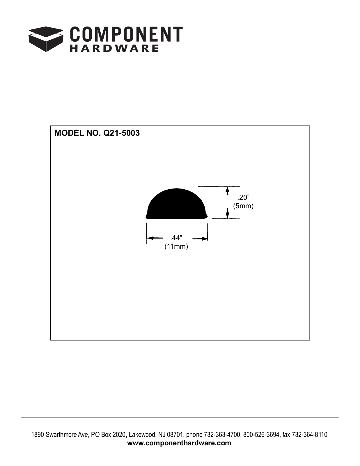 Component Hardware Q21-5003 User Manual