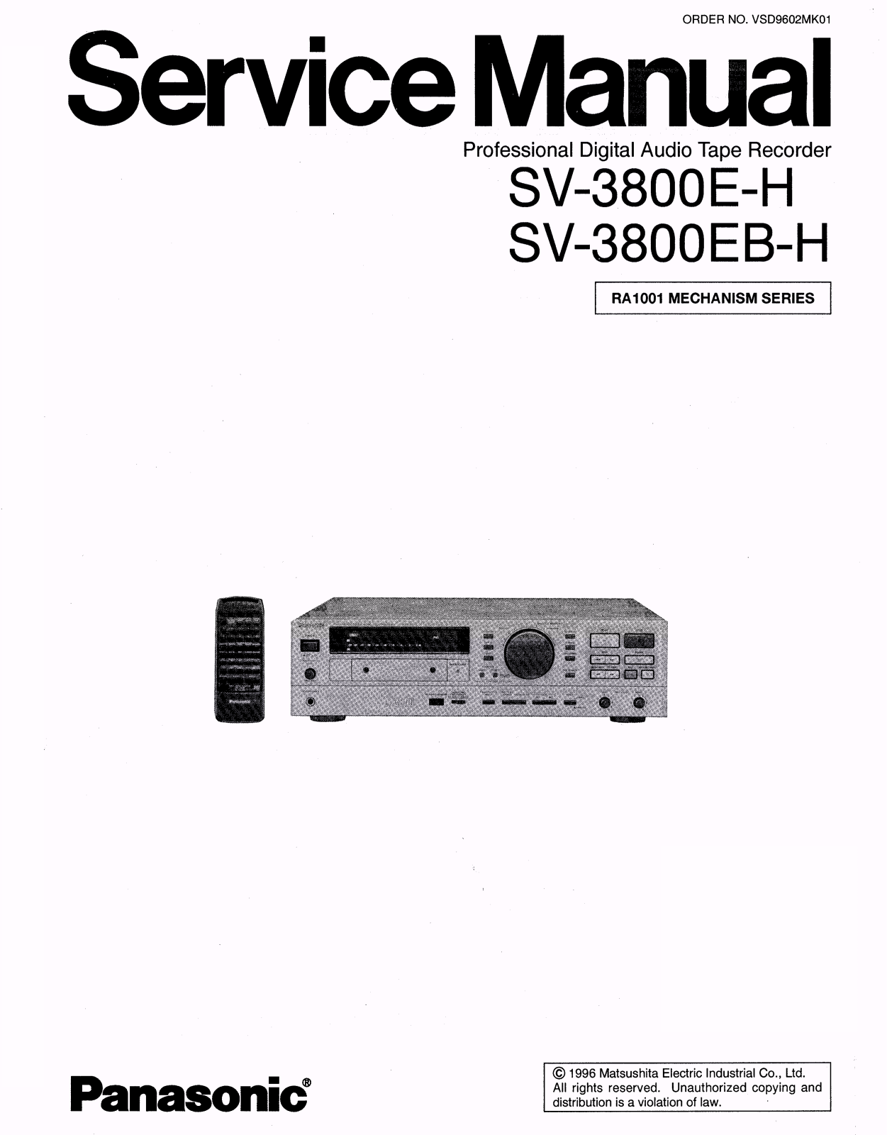 Panasonic  Bedienungsanleitung user manual owners  für SV 3800 englisch  Copy 