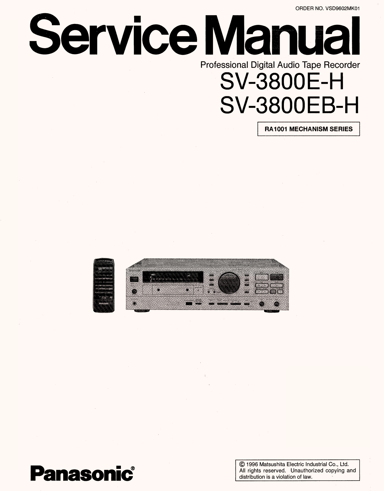 Panasonic SV-3800 Service manual