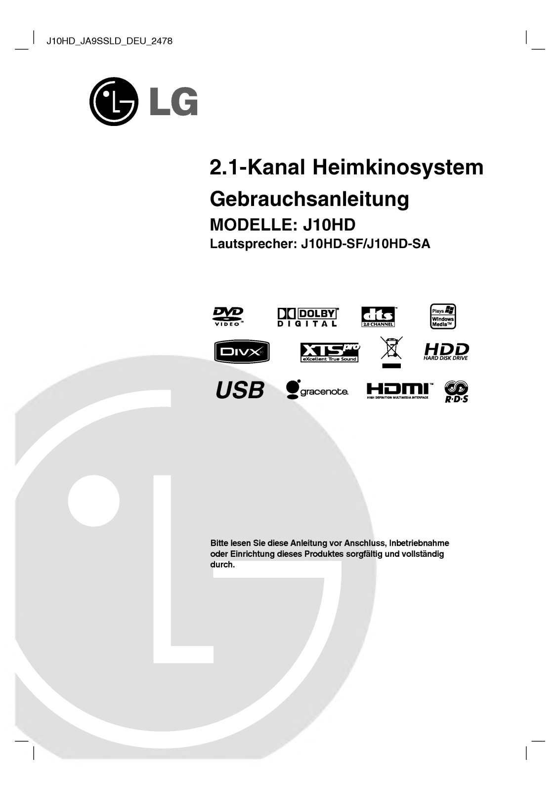 Lg J10HD User Manual