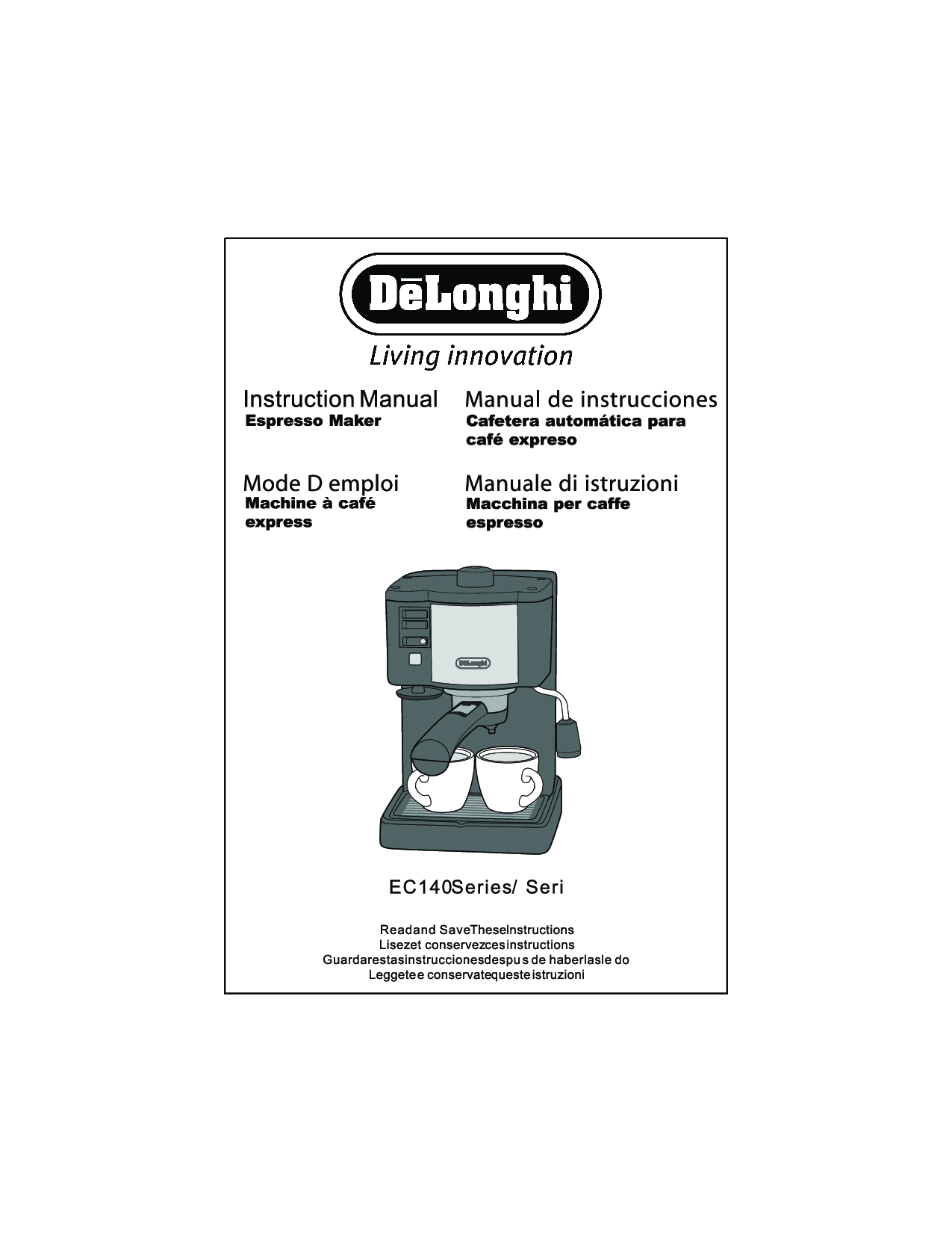 Delonghi Ec140bf, Ec140b Owner's Manual