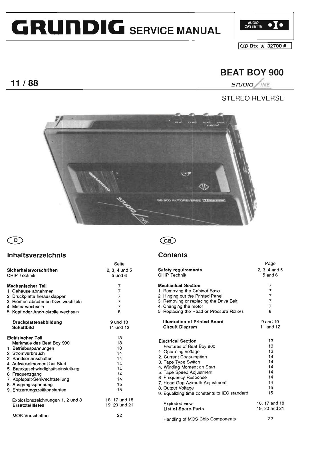 Grundig BEAT-BOY-900 Service Manual