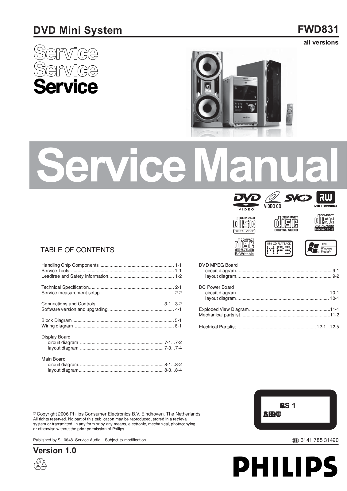 Philips FWD-831 Service Manual