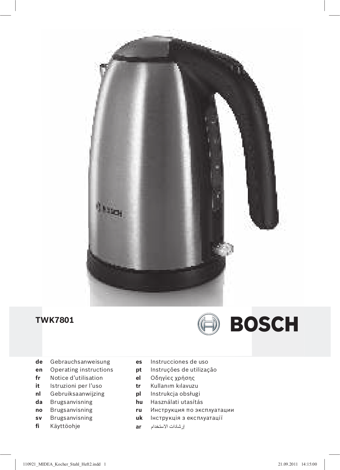 Bosch TWK7808 User Manual