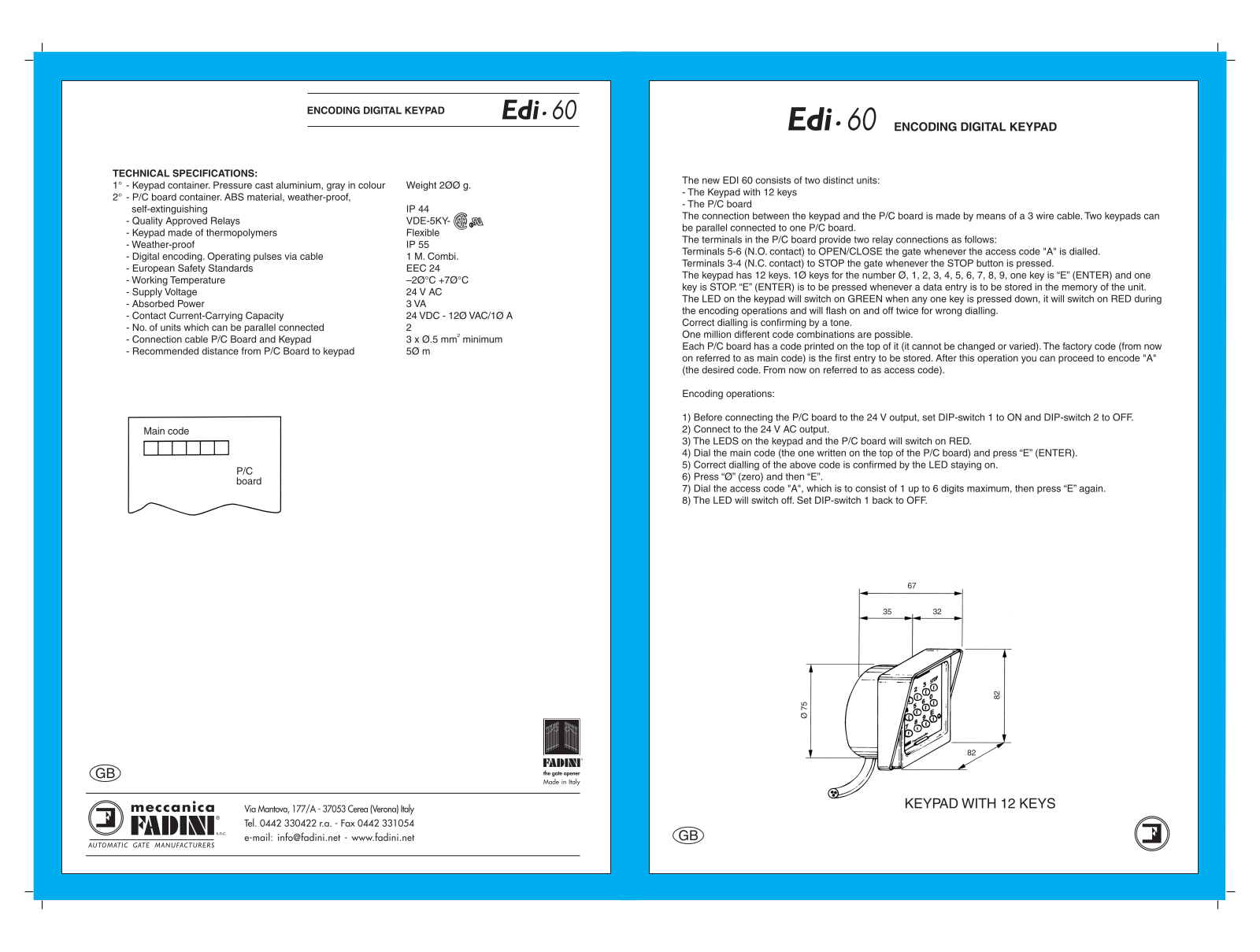 Fadini Edi 60 User Manual