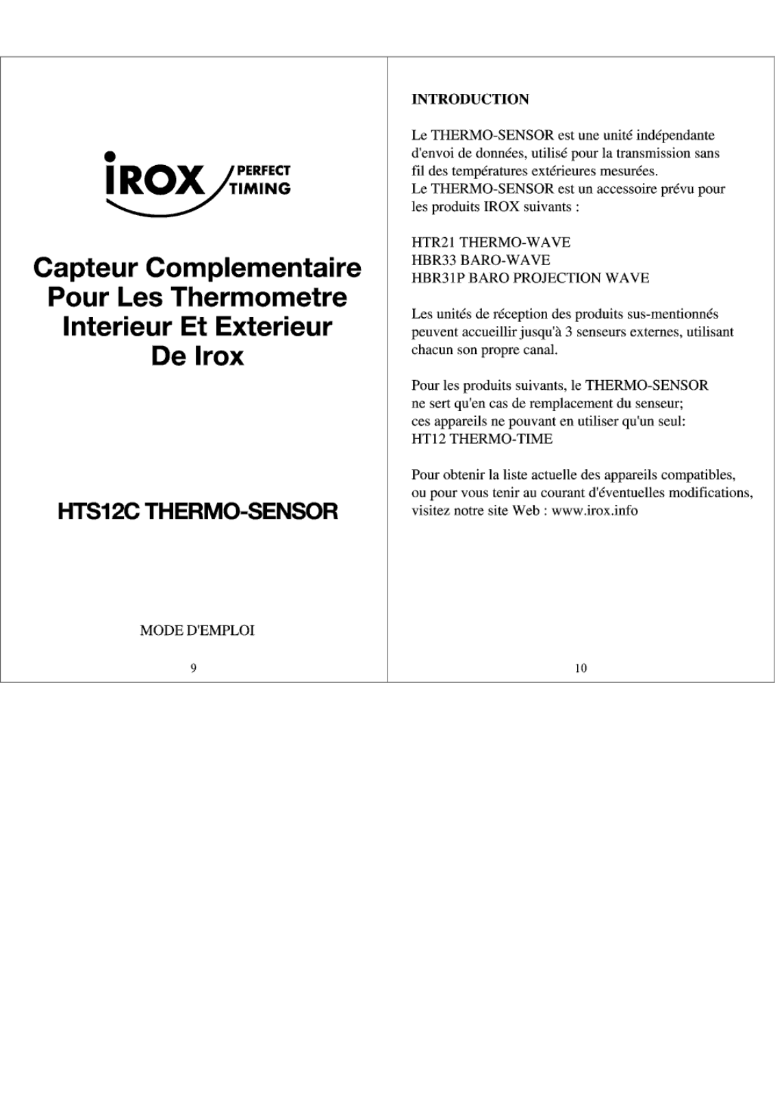 Irox SENSOR User Manual