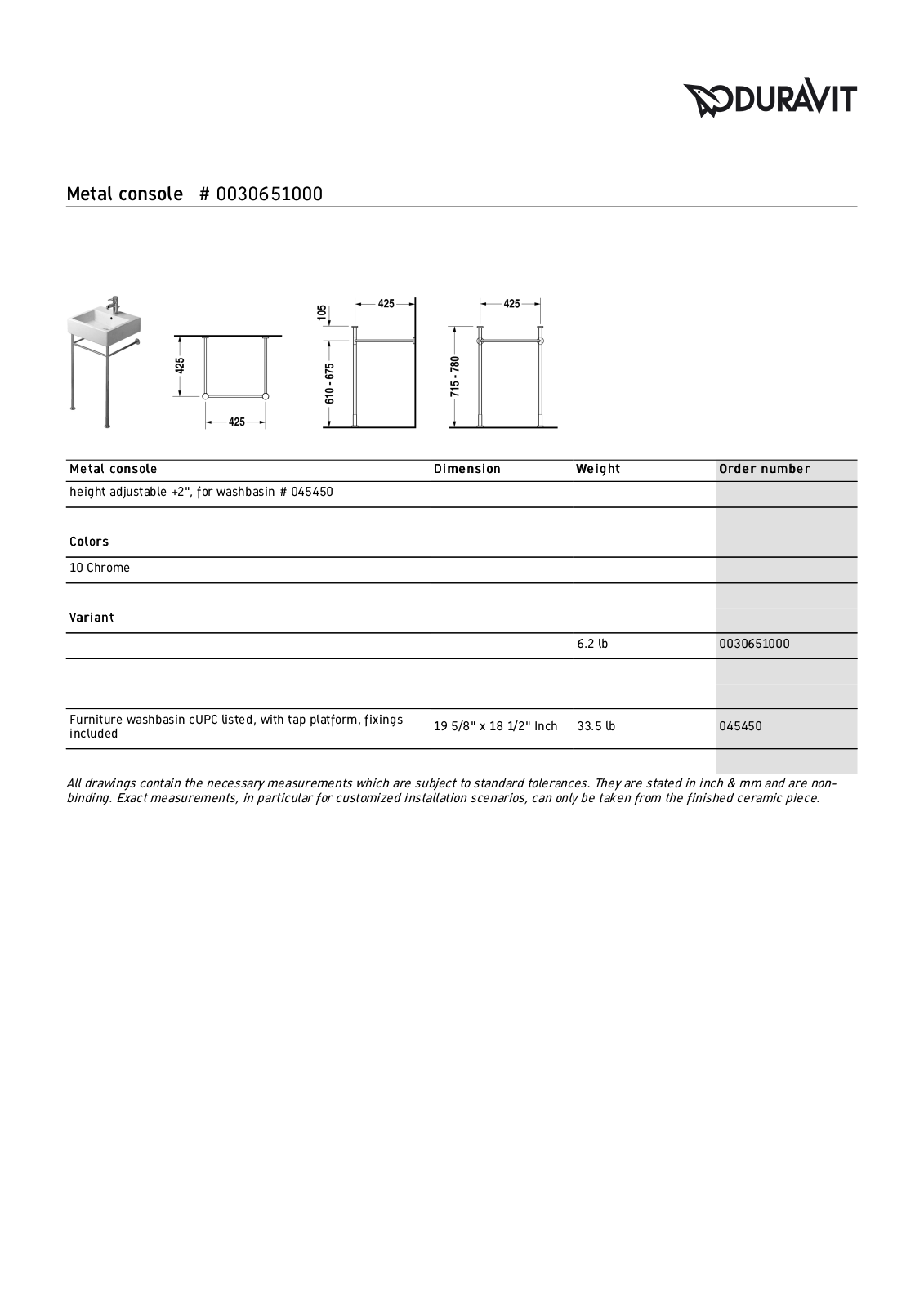 Duravit DRV1938 Specifications - ManualMachine.com