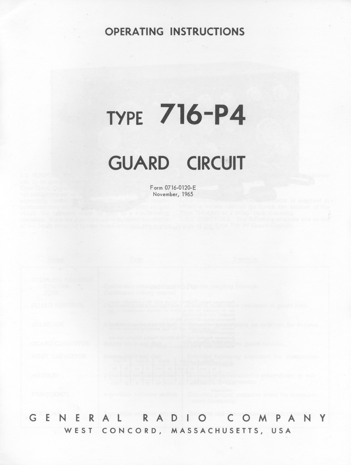 General Radio Company 716-P4 Service manual