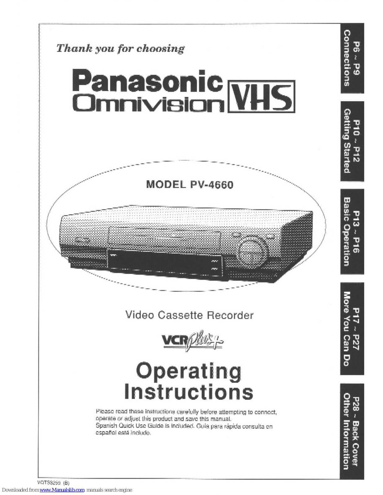 Panasonic Omnivision PV-4660 Operating Instructions Manual