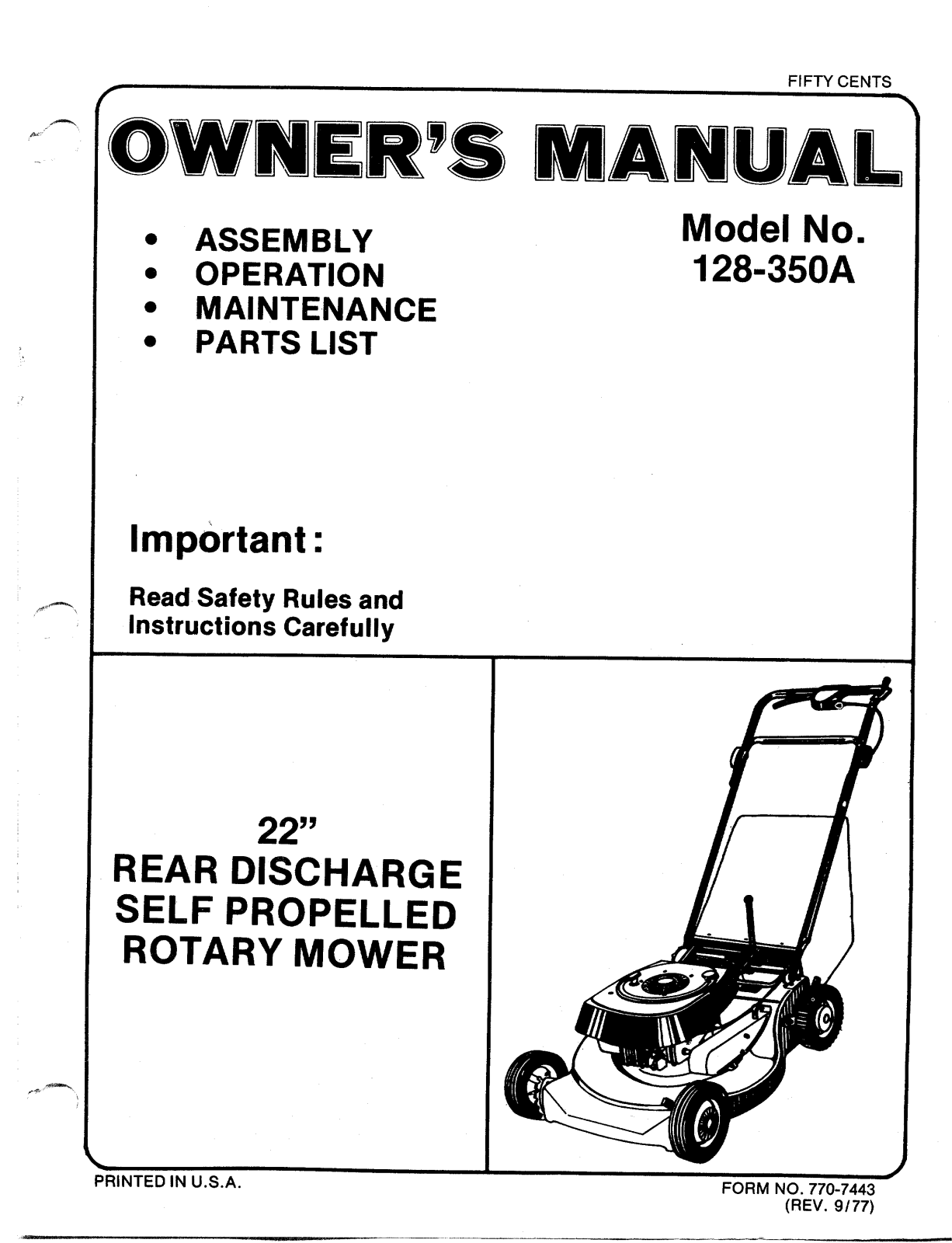 MTD 128-350A User Manual