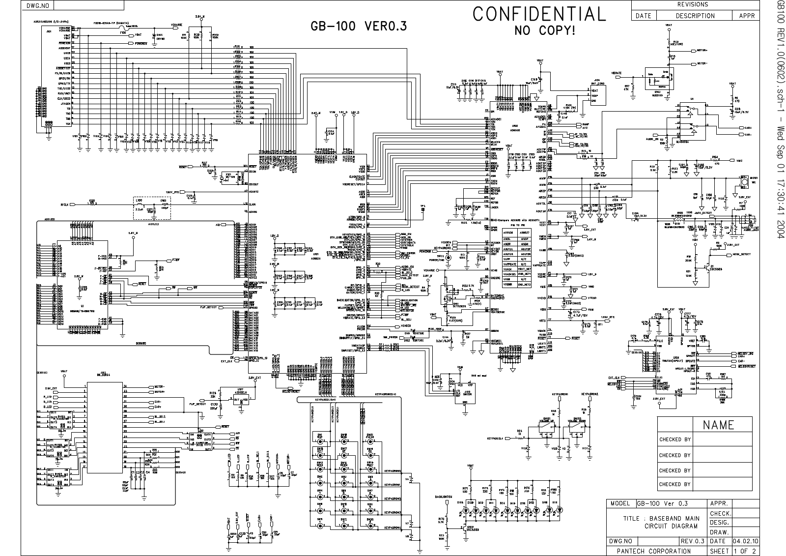 Pantech GB100 Schematics