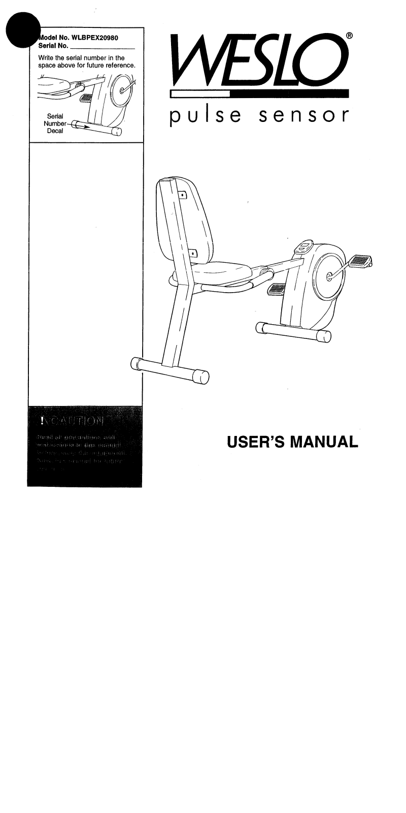 Weslo WLBPEX20980 Owner's Manual