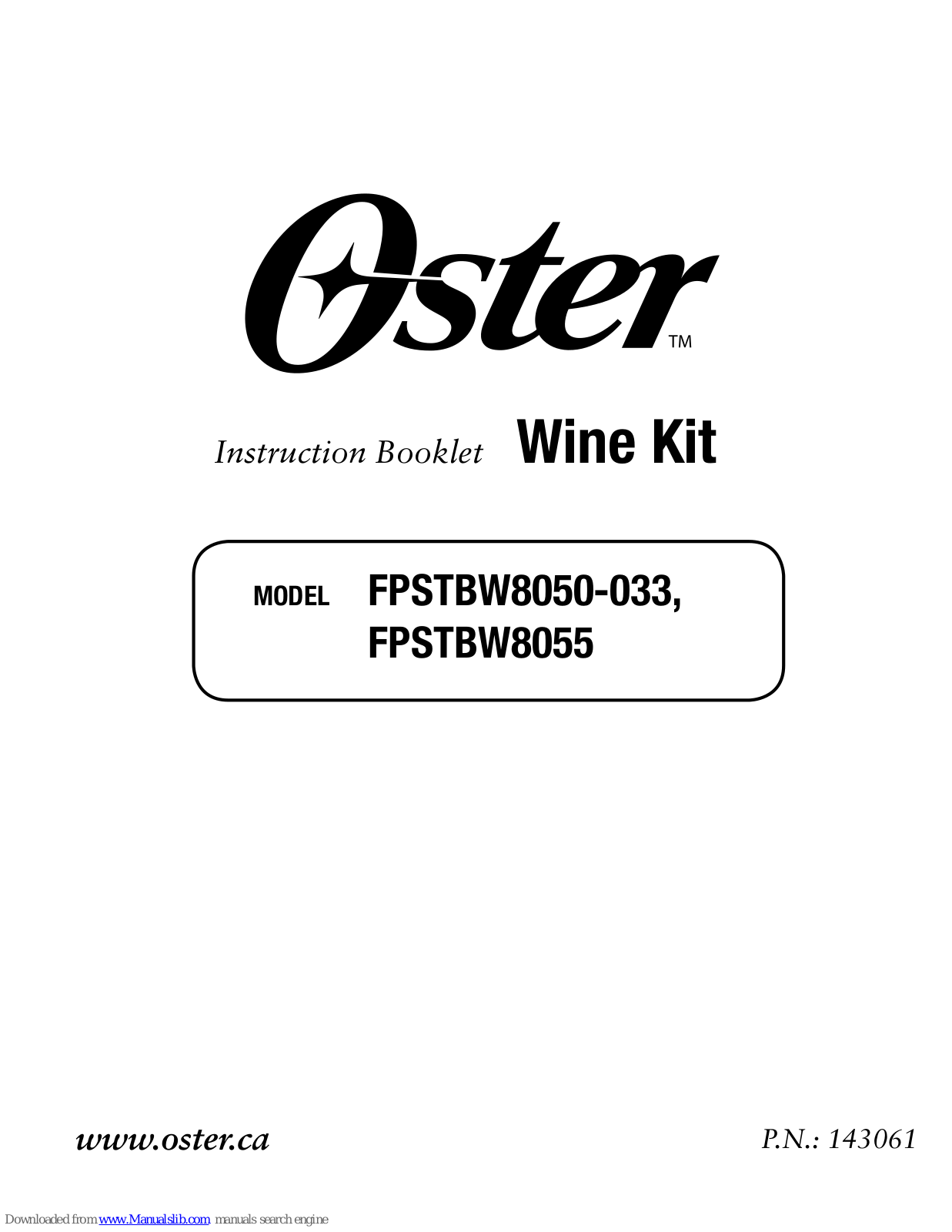 Oster FPSTBW8050-033, FPSTBW8055 Instruction Booklet