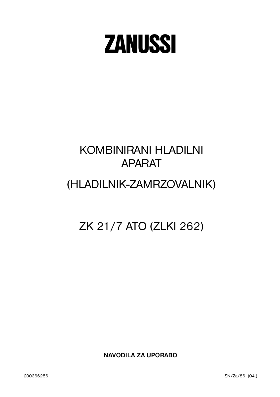 Zanussi ZK 21/7 ATO User Manual