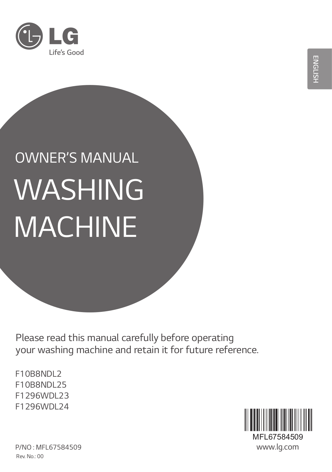 LG F1296WDL23 Owner’s Manual