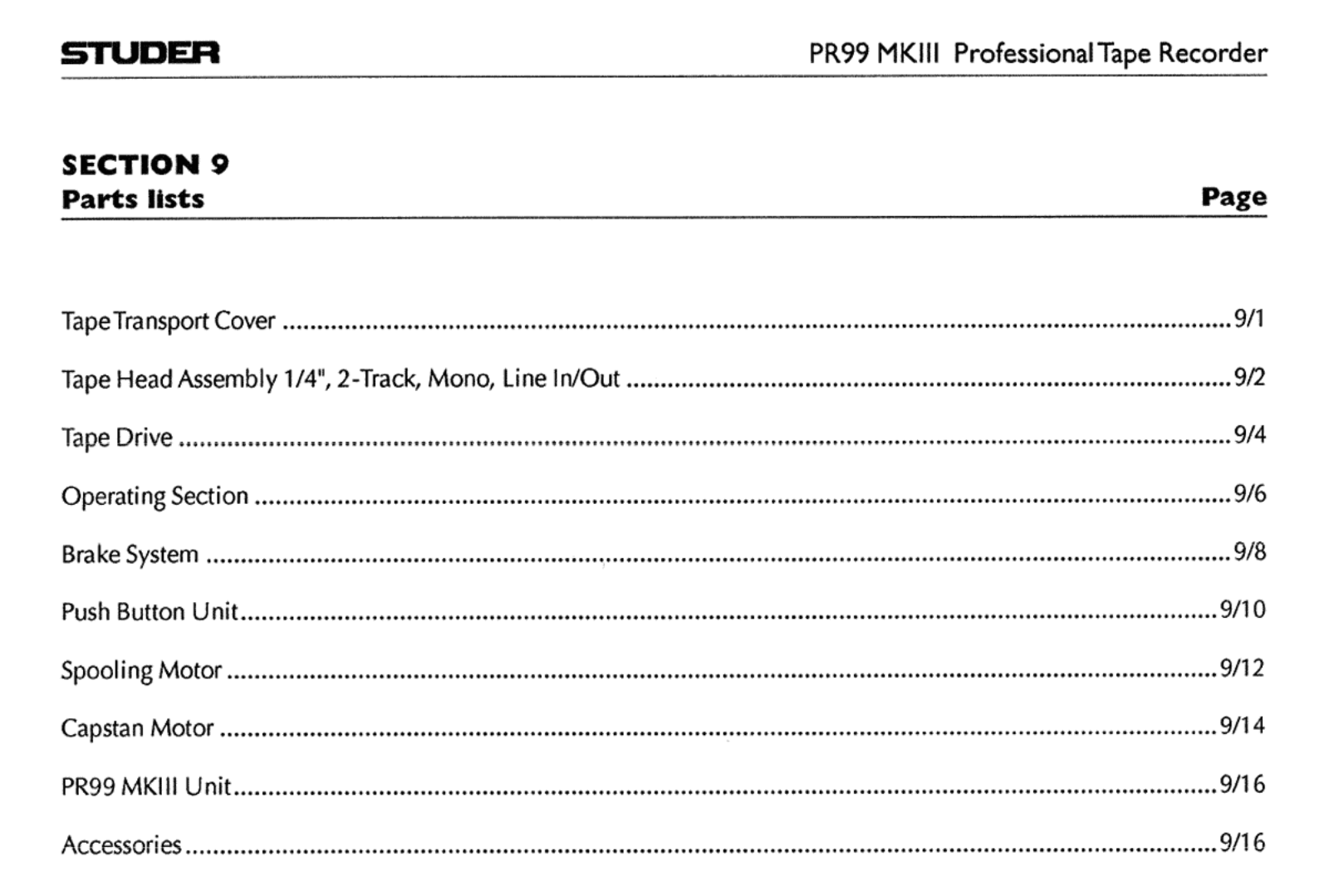 Studer PR99MKII Instruction  Manual