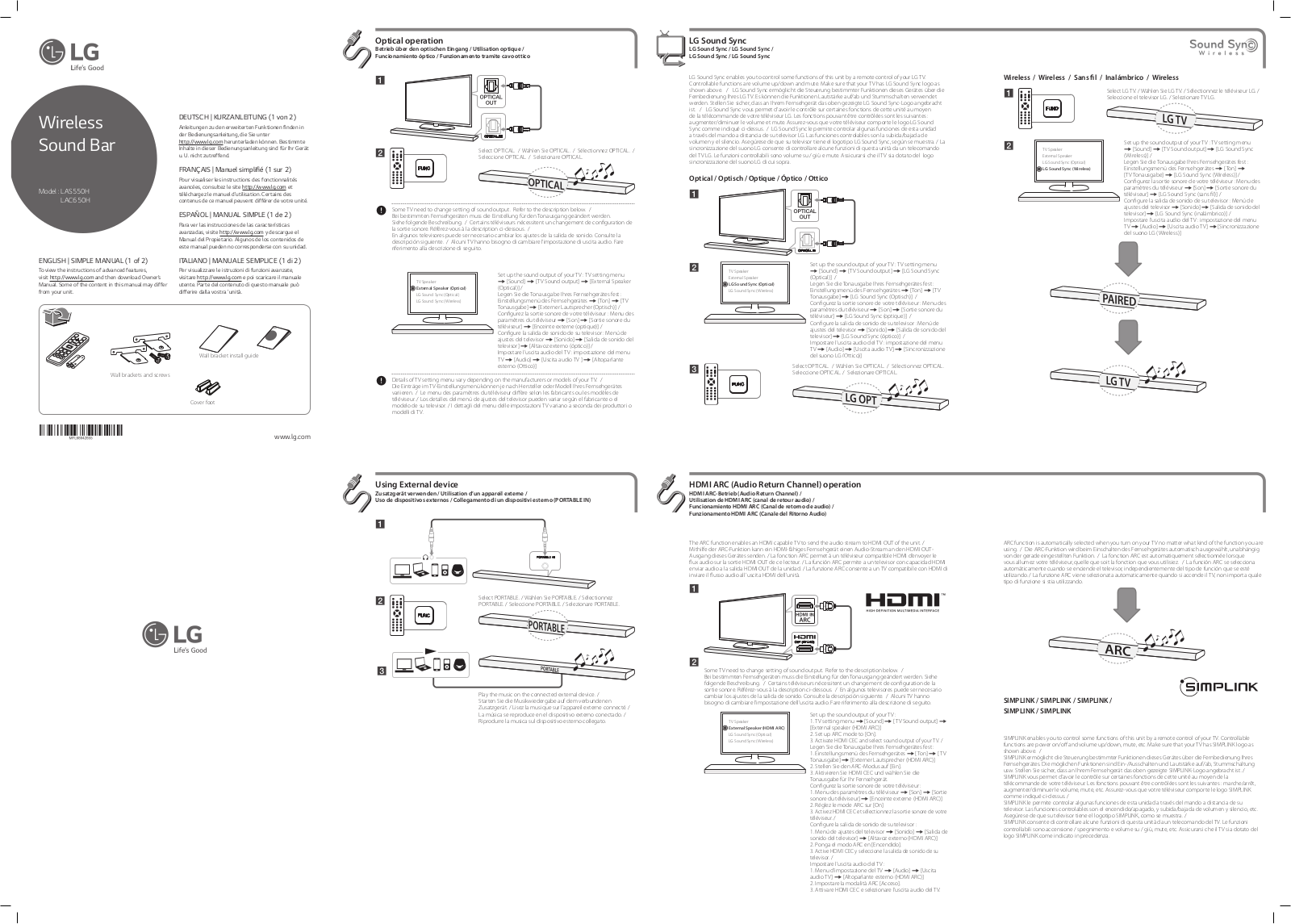 LG Electronics LAS550H, LAC650H OWNER’S MANUAL