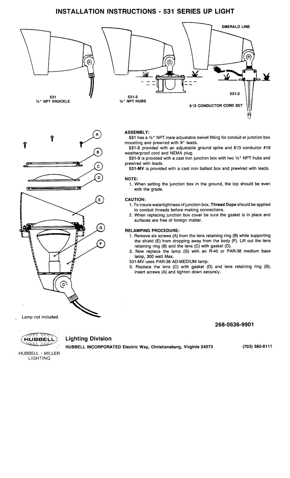 Hubbell Lighting 530 User Manual