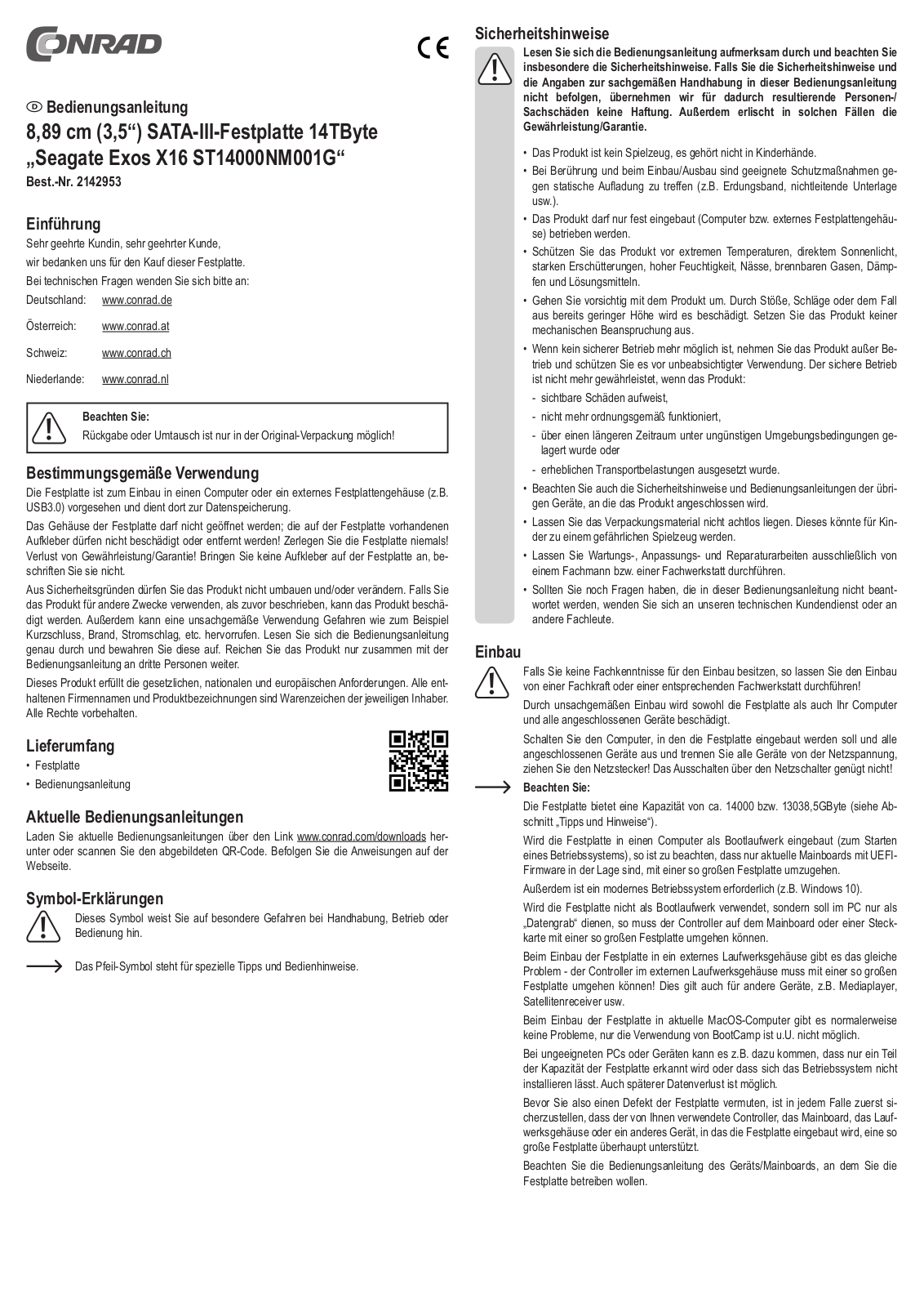 Seagate ST14000NM001G OPERATION MANUAL