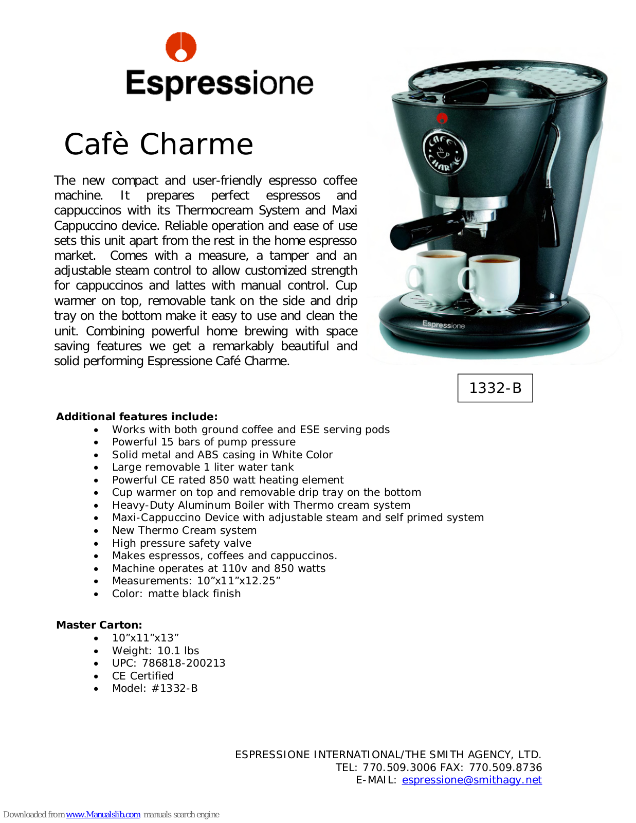 Espressione Cafe Charme 1332-A Brochure - ManualMachine.com