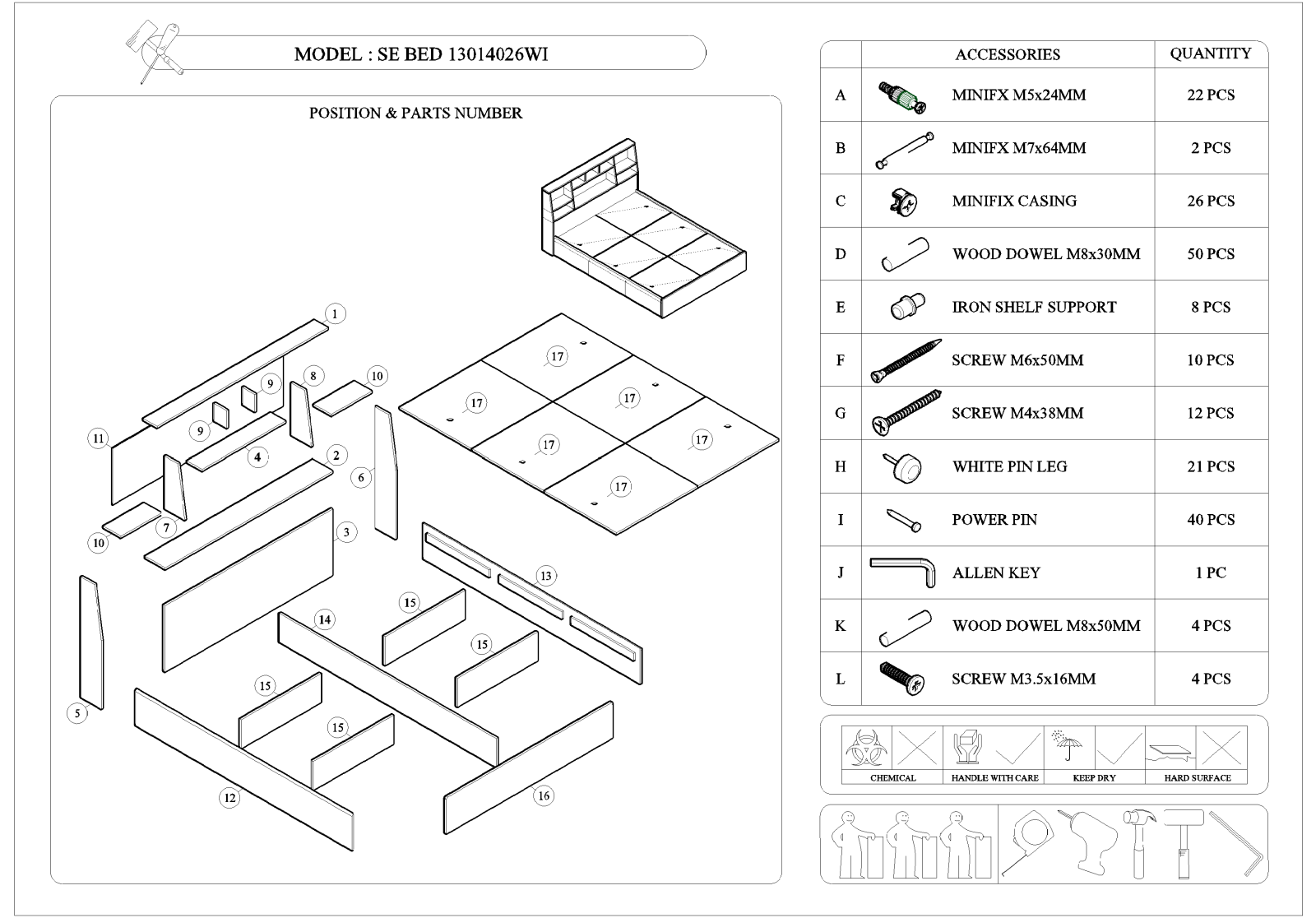 Wholesale Interiors SEBED13014026MODIWENGEQUEEN Assembly Guide