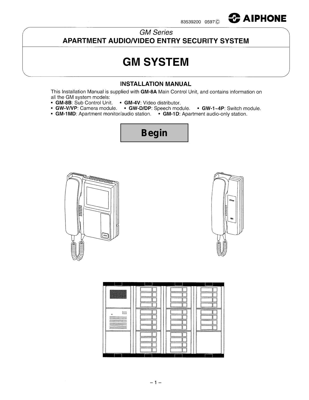 Aiphone GM INSTALLATION INSTRUCTIONS