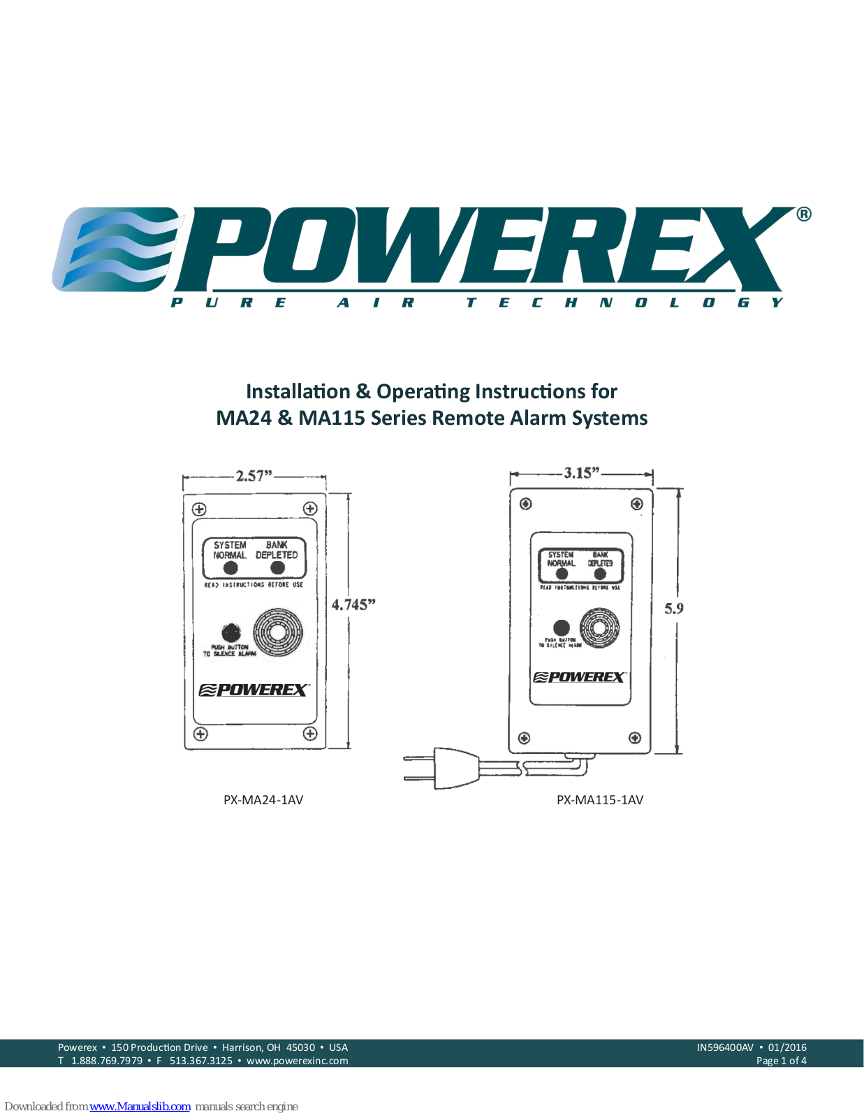 Powerex MA24 Series, MA115 Series Installation & Operating Instructions Manual