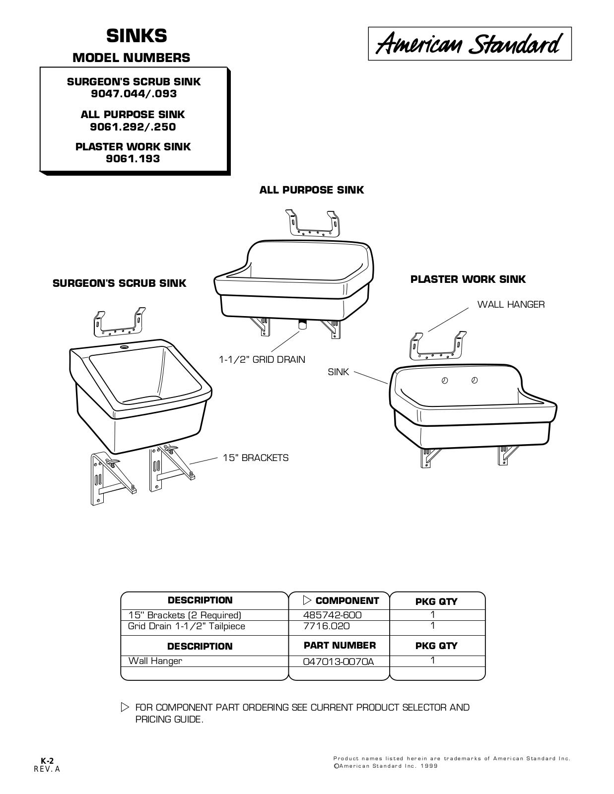 American Standard 9047.093, 9061.250, 9061.193, 9061.292, 9047.044 User Manual