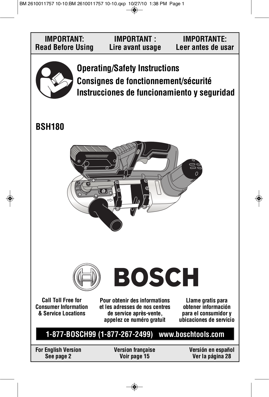 Bosch Power Tools BSH180, BSH180BN User Manual