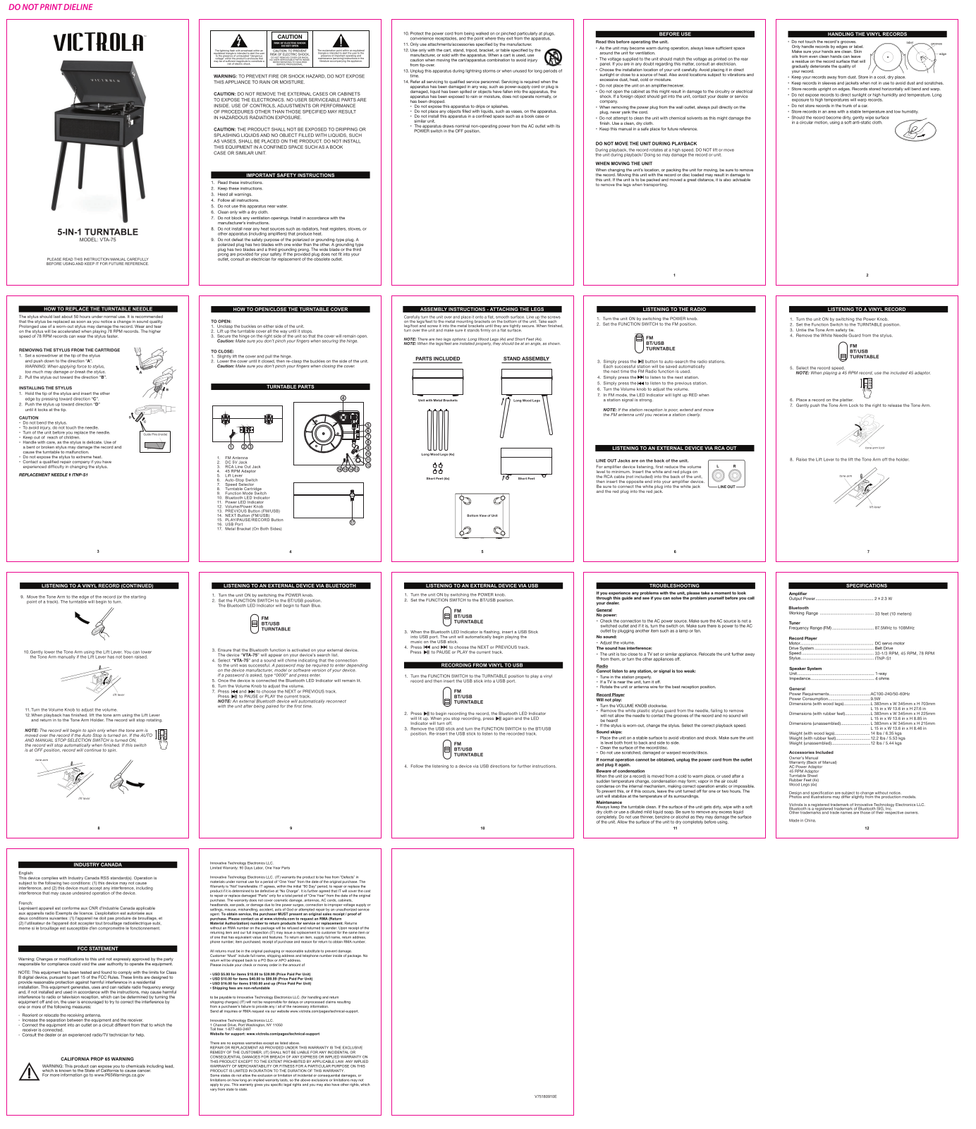 Innovative Technology Electronics VTA75 User Manual