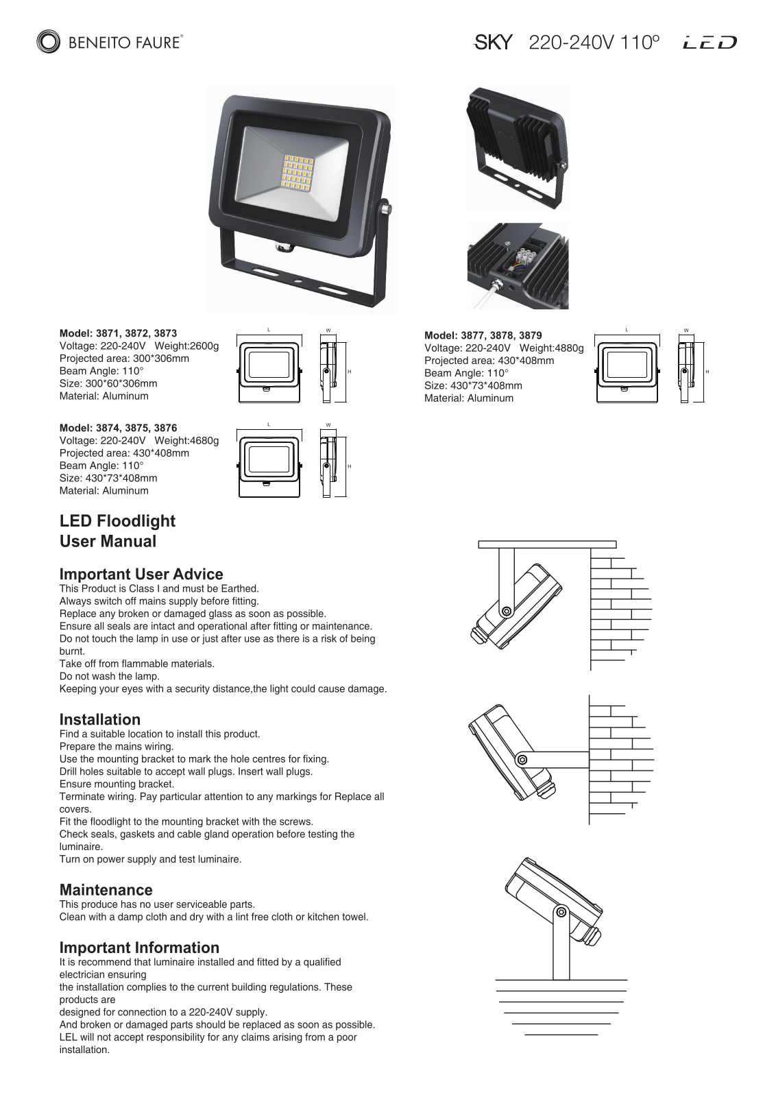 Beneito 3871, 3872, 3873, 3874, 3875 Instruction manual - ManualMachine.com