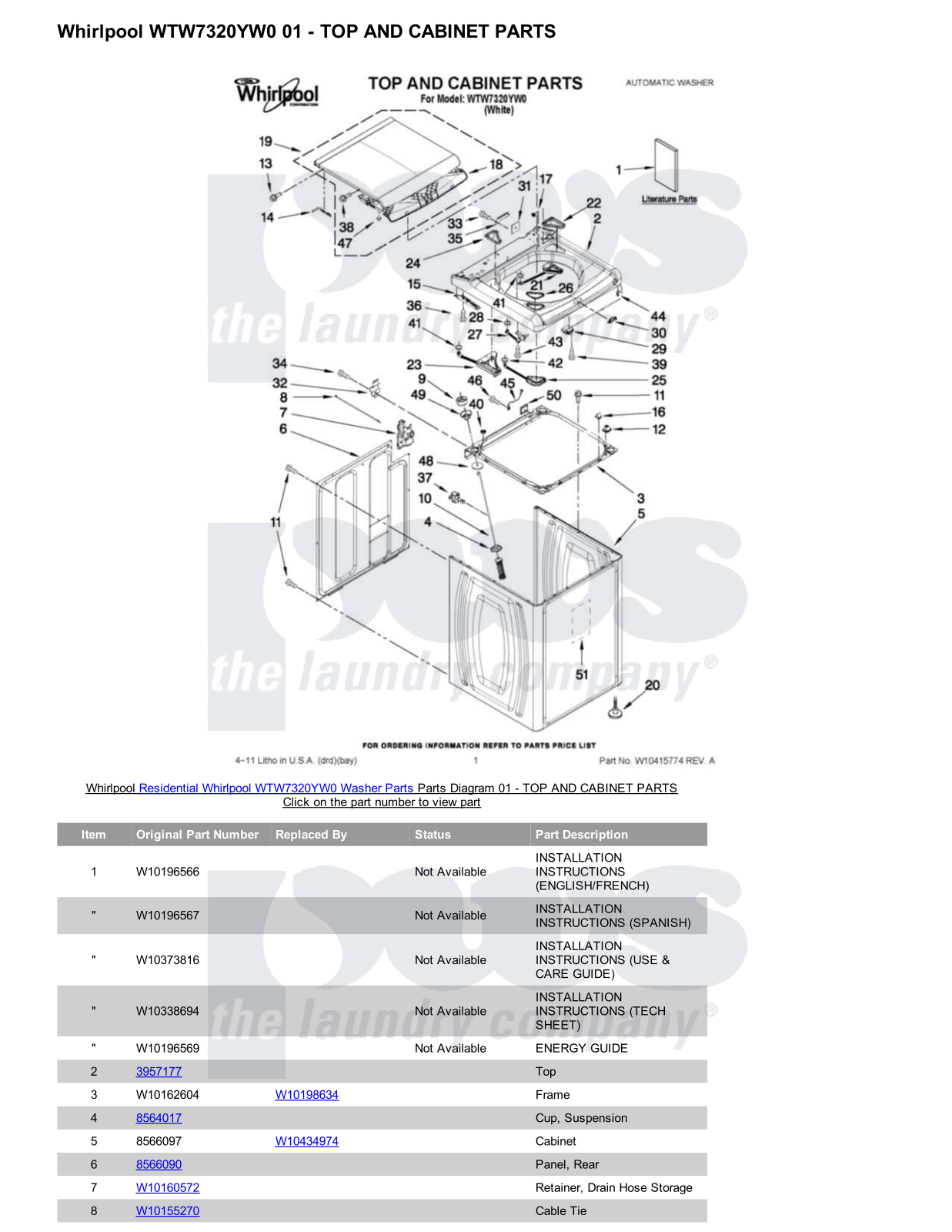 Whirlpool WTW7320YW0 Parts Diagram