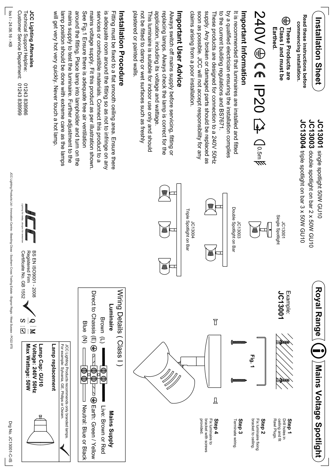 JCC JC13001, JC13003, JC13004 Installation Instructions - ManualMachine.com