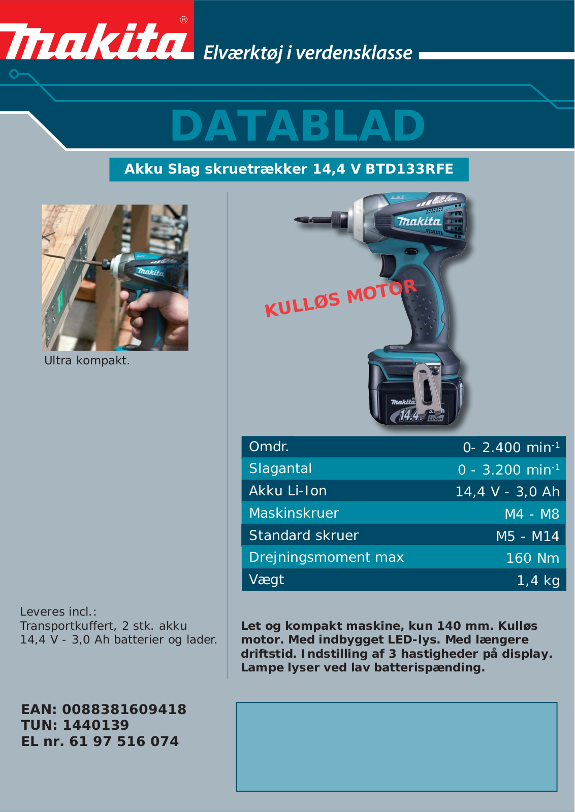 Makita BTD133RFE DATASHEET