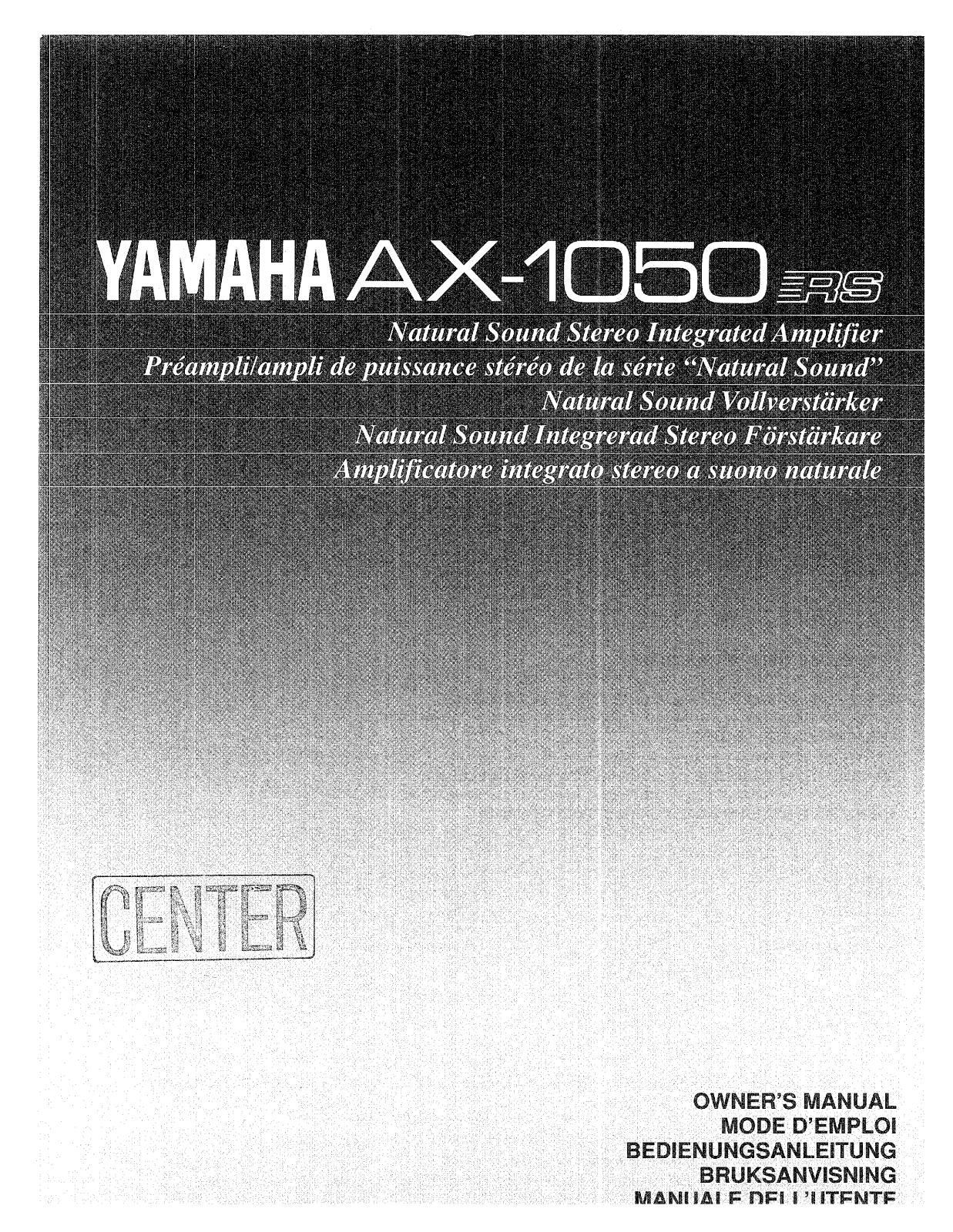 Yamaha AX-1050, AX-1050RS Owner Manual