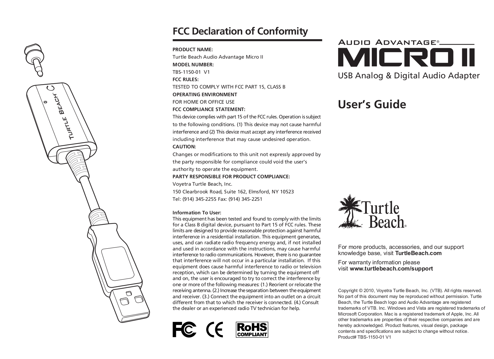 Turtle Beach MicroII Owner's Manual