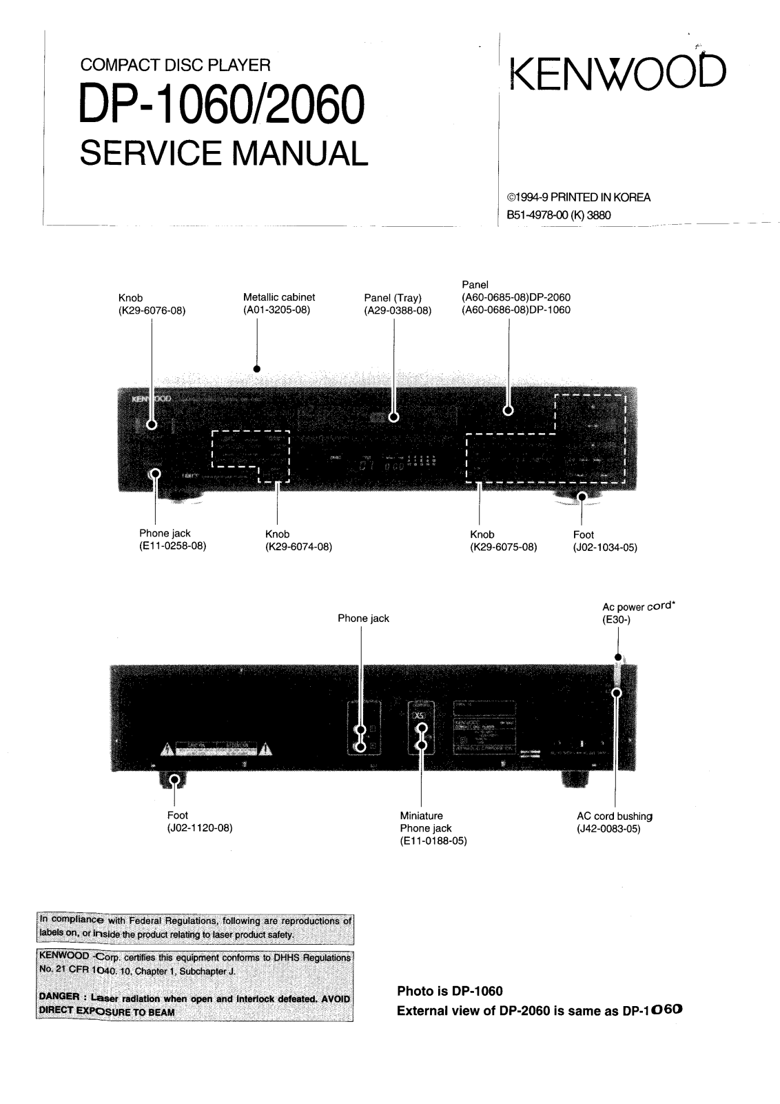 Kenwood DP-1060, DP-2060 Service manual