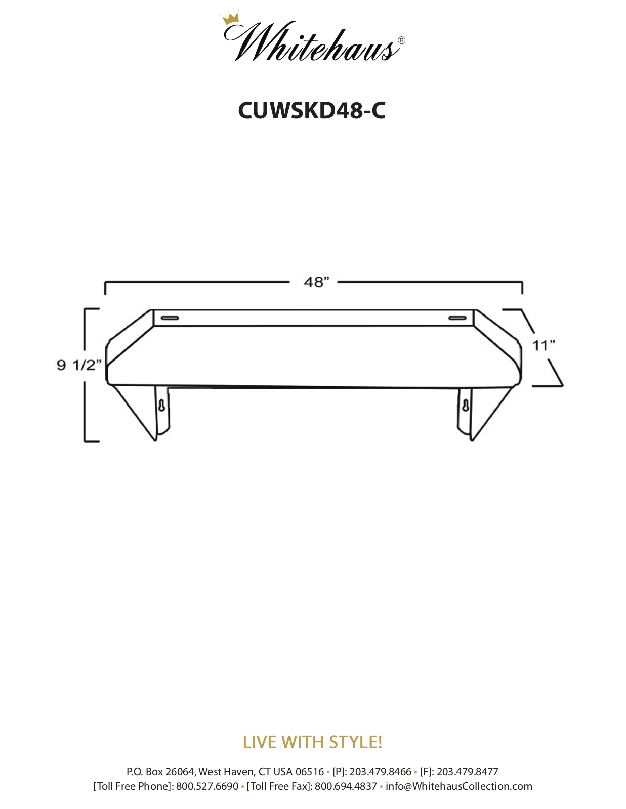 Whitehaus CUWSKD48C Specifications - ManualMachine.com