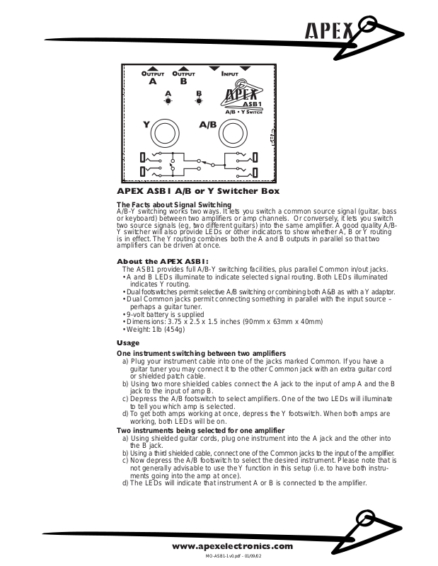 Apex ASB1 User Manual