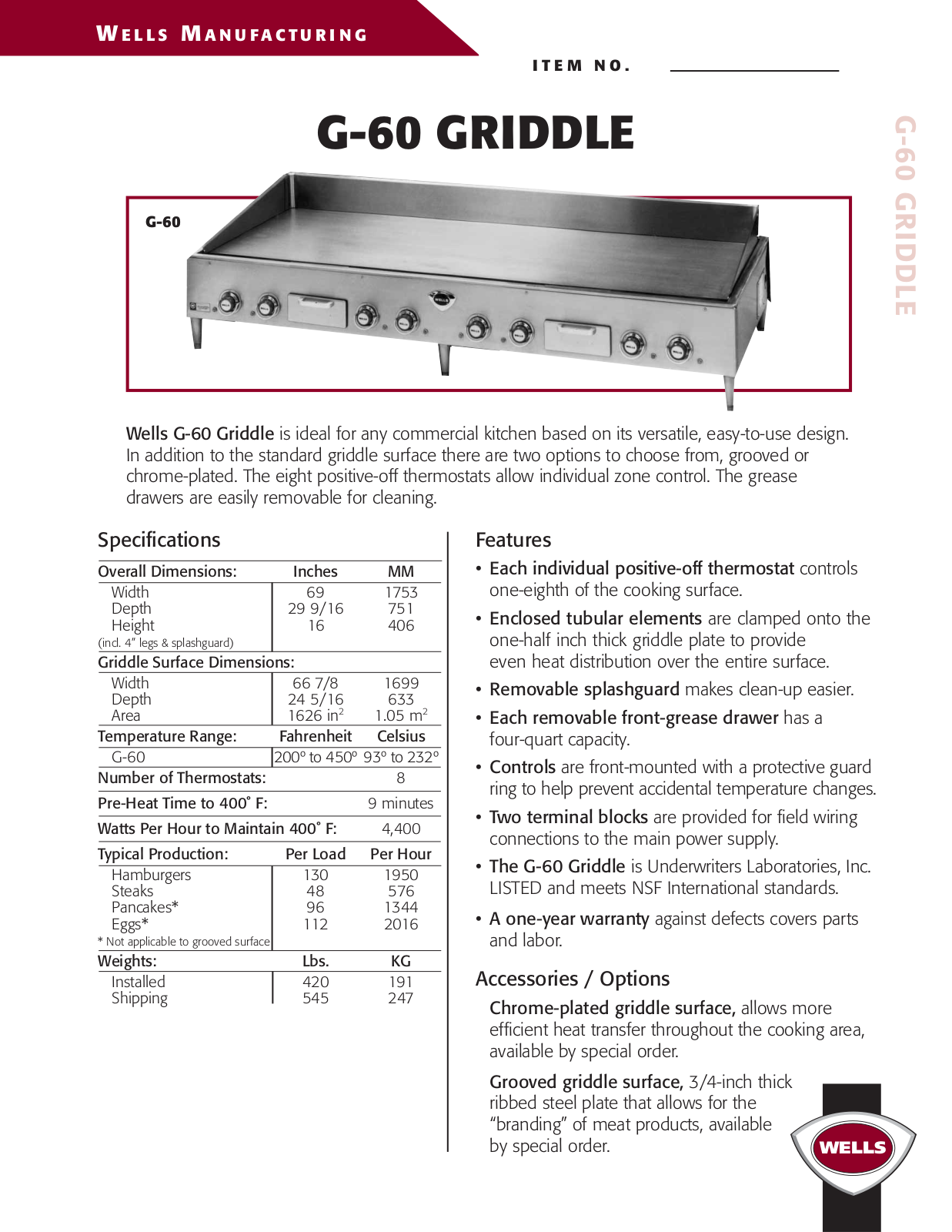 Wells G-60 User Manual